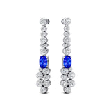 Elongated Cushion Tanzanite Bezel Set Diamond Drop Earrings