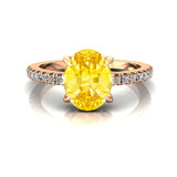 Oval Solitaire Yellow Sapphire with Accent Diamonds Engagement Ring