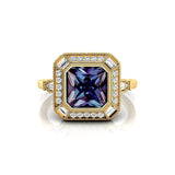 Vintage Style Square Cut Alexandrite Diamond Ring