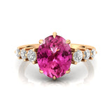 Oval Cut Pink Sapphire with Graduated Diamonds Ring