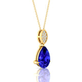 Illussion Set Diamond Pendant with Pear Cut Tanzanite