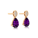 Illussion Set Diamond Earrings with Pear Cut Amethyst