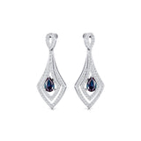 Vintage Inspired Pear Cut Alexandrite Diamond Drop Earrings