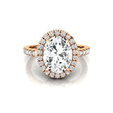 Oval Solitaire Lab Diamond Halo Diamond Engagement Ring