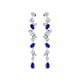 Fancy Blue Sapphire Cluster Drop Earrings