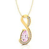 Designer Diamond Loop Pendant with Teardrop Shaped Morganite