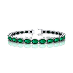 Oval Emerald Gold Tennis Bracelet - 14k 18k Solid Yellow Gold Green Gemstone Fine Bridal Wedding Jewelry Anniversary Gift For Women - GeumJewels