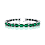 Oval Emerald Gold Tennis Bracelet - 14k 18k Solid Yellow Gold Green Gemstone Fine Bridal Wedding Jewelry Anniversary Gift For Women - GeumJewels
