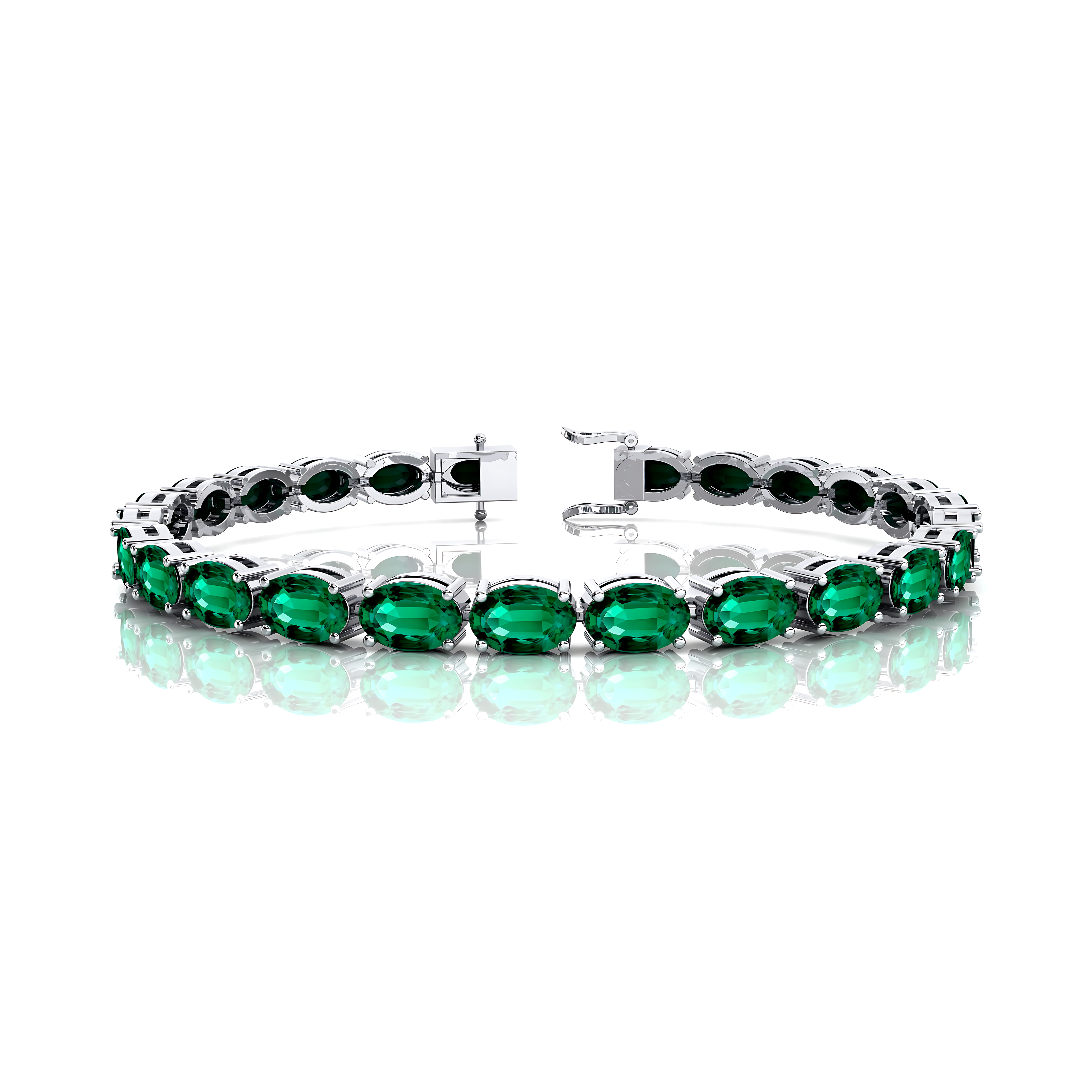 Oval Emerald Gold Tennis Bracelet - 14k 18k Solid Yellow Gold Green Gemstone Fine Bridal Wedding Jewelry Anniversary Gift For Women - GeumJewels