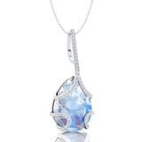 Teardrop Shaped Moonstone Pendant Wrapped with Diamond Loop