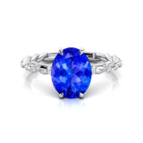 Oval Solitaire Tanzanite Ring with Twisted Wire Diamond Band