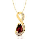 Designer Diamond Loop Pendant with Teardrop Shaped Garnet