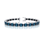 London Blue Topaz Tennis Bracelet: 14k Yellow Gold Bridal Jewelry - GeumJewels