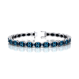 London Blue Topaz Tennis Bracelet: 14k Yellow Gold Bridal Jewelry - GeumJewels