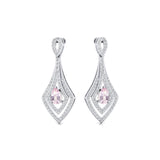 Vintage Inspired Pear Cut Morganite Diamond Drop Earrings