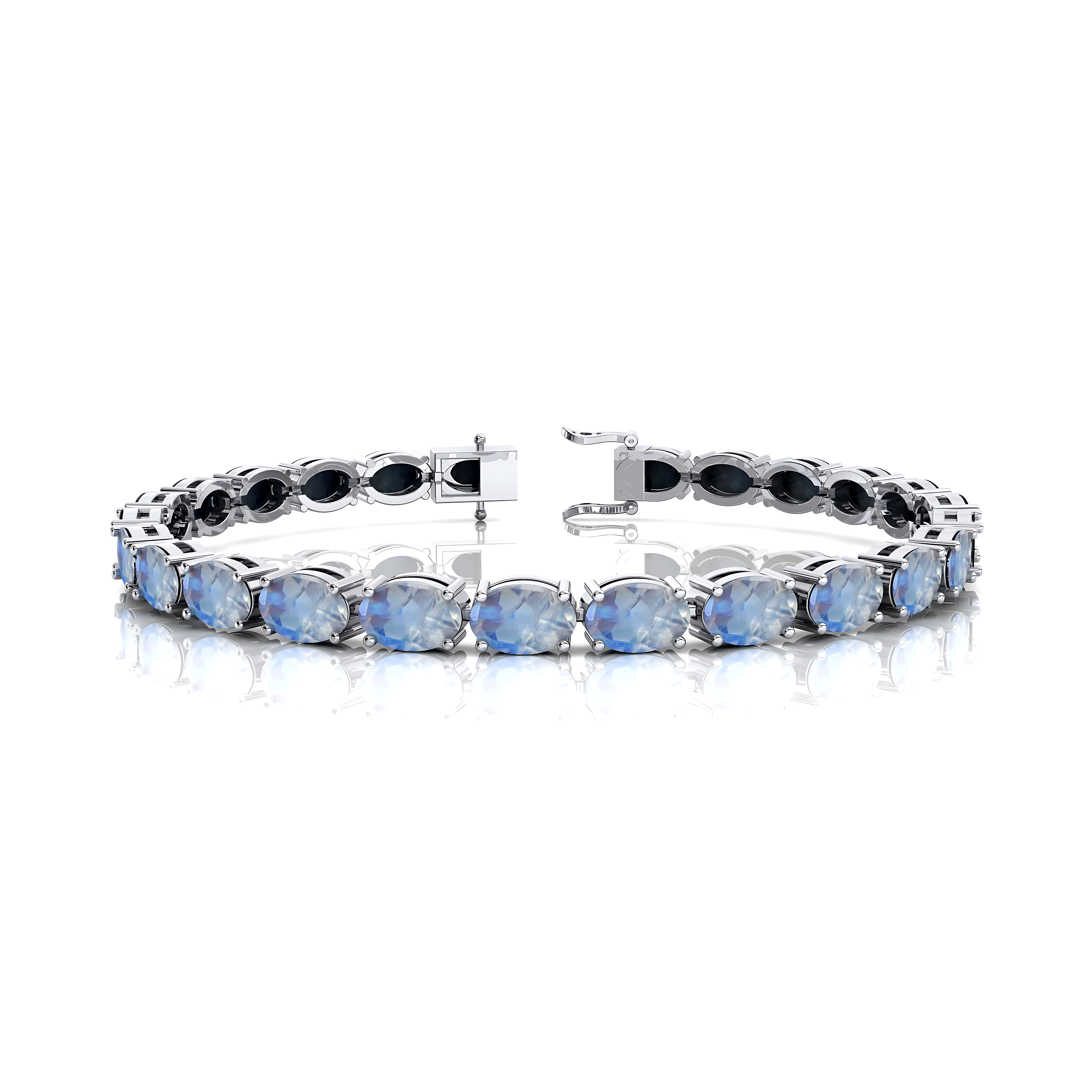 Rainbow Moonstone Tennis Bracelet: 14k Yellow Gold Bridal Jewelry - GeumJewels