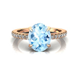 Oval Solitaire Aquamarine with Accent Diamonds Engagement Ring