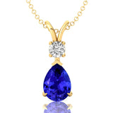 Tanzanite Teardrop Pendant with Solitaire Diamond