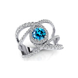 Solitaire Round London Blue Topaz Cocktail Diamond Ring