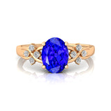 Criss Cross Diamond Ring with Oval Cut Tanzanite