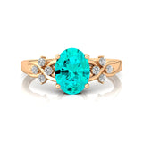 Criss Cross Diamond Ring with Oval Cut Paraiba Tourmaline