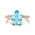 Twisted Up Down Band Pear Shaped Aquamarine Ring with Accent Diamonds - GeumJewels