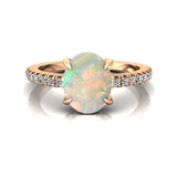 Oval Solitaire Opal with Accent Diamonds Engagement Ring