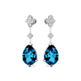 Teardrop London Blue Topaz Drop Earrings with Accent Diamonds