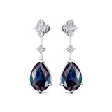 Teardrop Alexandrite Drop Earrings with Accent Diamonds