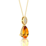 Illussion Set Diamond Pendant with Pear Cut Citrine