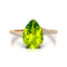 Twisted Up Down Band Pear Shaped Peridot Ring with Accent Diamonds - GeumJewels