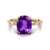 Cushion Cut Amethyst Engagement Ring with Distant Diamond Band