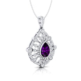 Art Deco Inspired Teardrop Amethyst Diamond Pendant