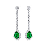 Vintage Style Pear Cut Emerald Halo Diamond Drop Earrings