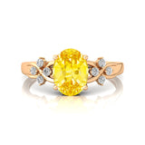 Criss Cross Diamond Ring with Oval Cut Yellow Sapphire