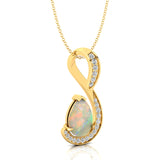 Designer Diamond Loop Pendant with Teardrop Shaped Opal