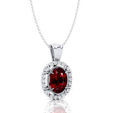 Vintage Style Oval Shaped Garnet Halo Set with Diamond Accents