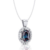 Vintage Style Oval Shaped Alexandrite Halo Set Pendant with Diamond Accents