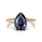 Twisted Up Down Band Pear Shaped Alexandrite Ring with Accent Diamonds - GeumJewels
