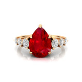 Pear Cut Ruby with Graduated Diamonds Ring