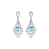 Vintage Inspired Pear Cut Aquamarine Diamond Drop Earrings