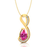 Designer Diamond Loop Pendant with Teardrop Shaped Pink Sapphire