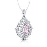 Art Deco Inspired Teardrop Morganite Diamond Pendant