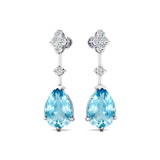 Teardrop Aquamarine Drop Earrings with Accent Diamonds