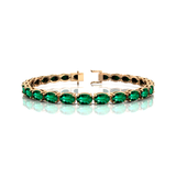 Oval Emerald Gold Tennis Bracelet - 14k 18k Solid Yellow Gold Green Gemstone Fine Bridal Wedding Jewelry Anniversary Gift For Women - GeumJewels