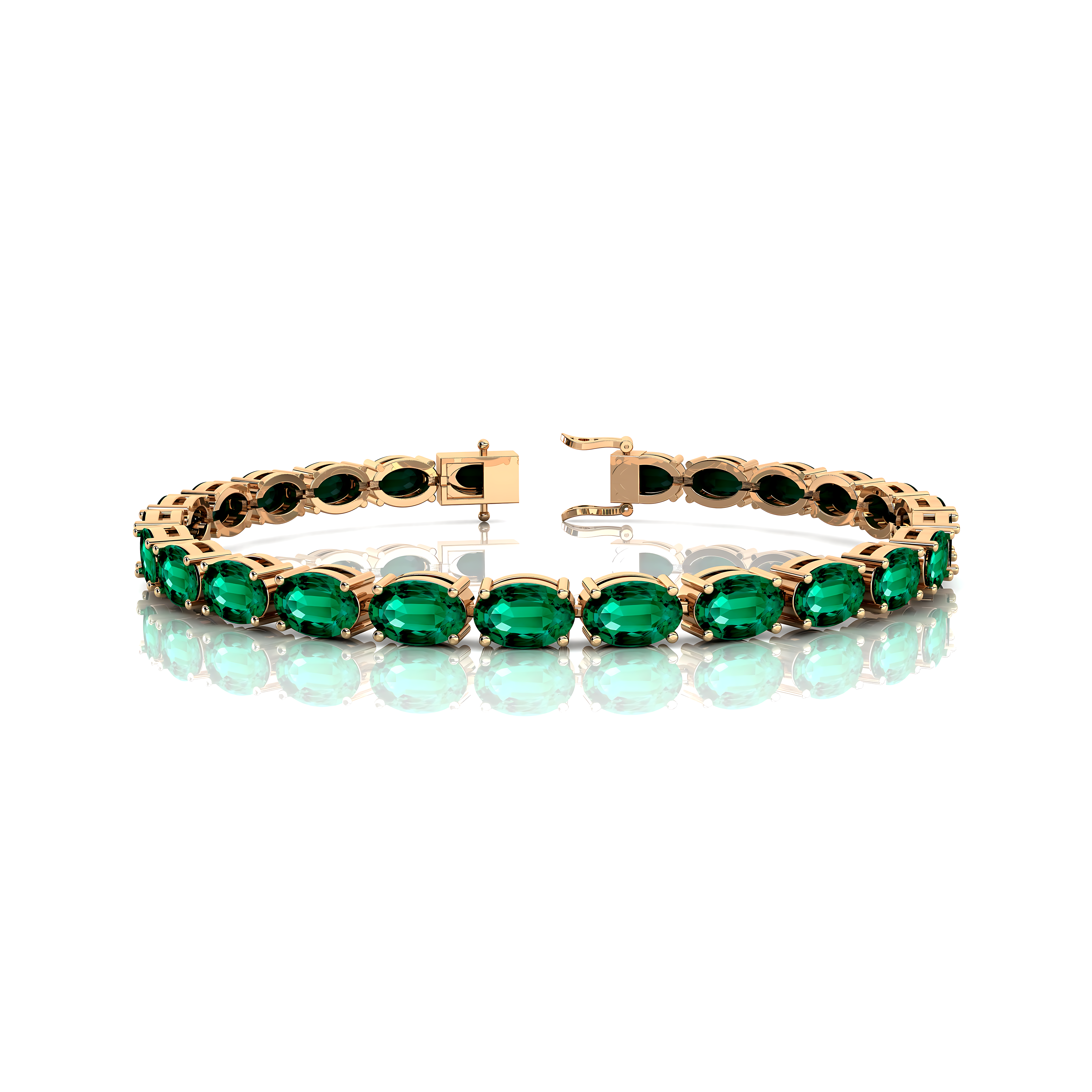 Oval Emerald Gold Tennis Bracelet - 14k 18k Solid Yellow Gold Green Gemstone Fine Bridal Wedding Jewelry Anniversary Gift For Women - GeumJewels