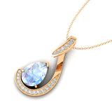 Designer Diamond Loop Pendant with Teardrop Shaped Moonstone