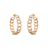 Dainty Cuban Alternate Diamond Gold Earrings