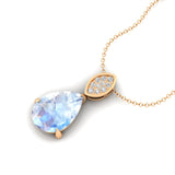 Illussion Set Diamond Pendant with Pear Cut Moonstone