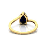 Twisted Up Down Band Pear Shaped Blue Sapphire Ring with Accent Diamonds